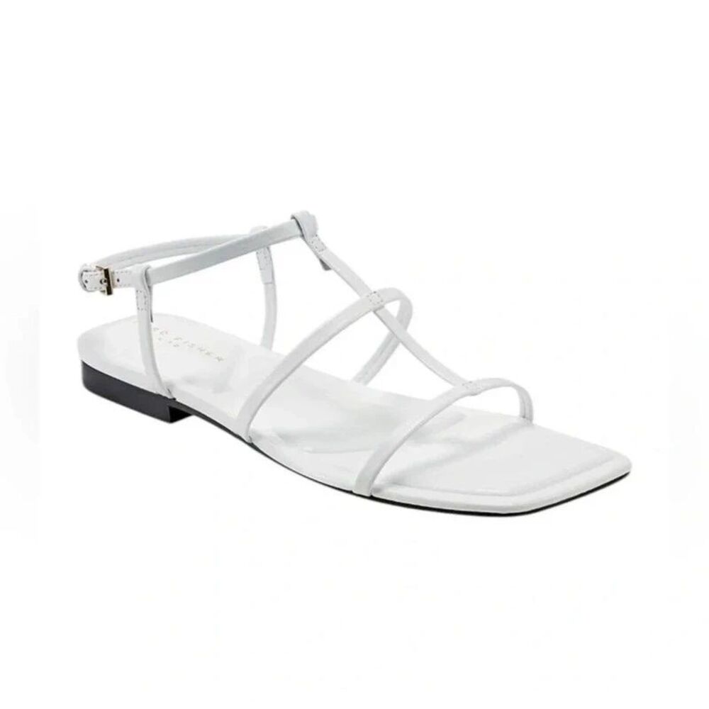 Marc Fisher White Flat Strappy Sandals Womens Size 8